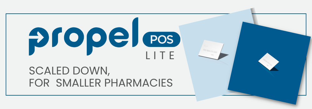 Propel POS Lite scaled down for smaller pharmacies image of one credit card