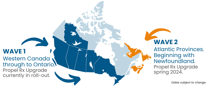 Map of Canada depicting when the waves will roll out