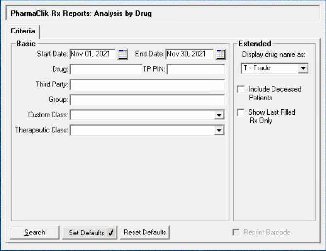 Analysis By Drug report critieria